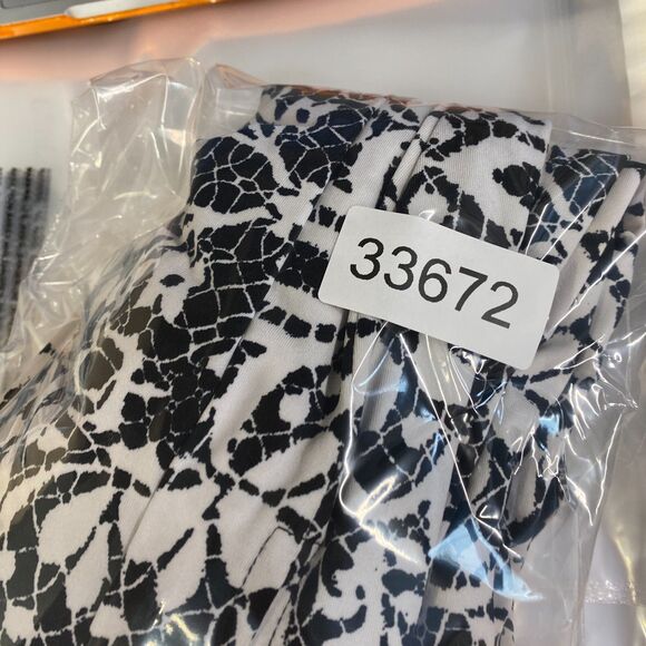 Claudia Ev Dress Women L Large White Geometric Shift Midi Cold Shoulder Lined - Picture 7 of 7